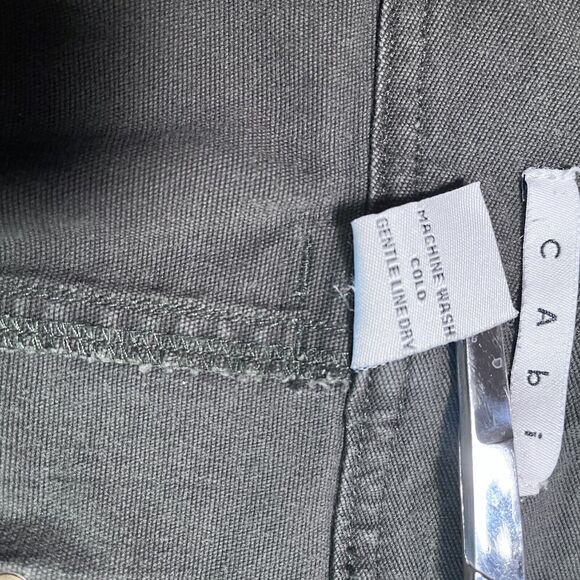 CAbi Twill Olive Green Mini Short Skirt Pockets Cotton Stretch Size 12 # 948 - Picture 9 of 11